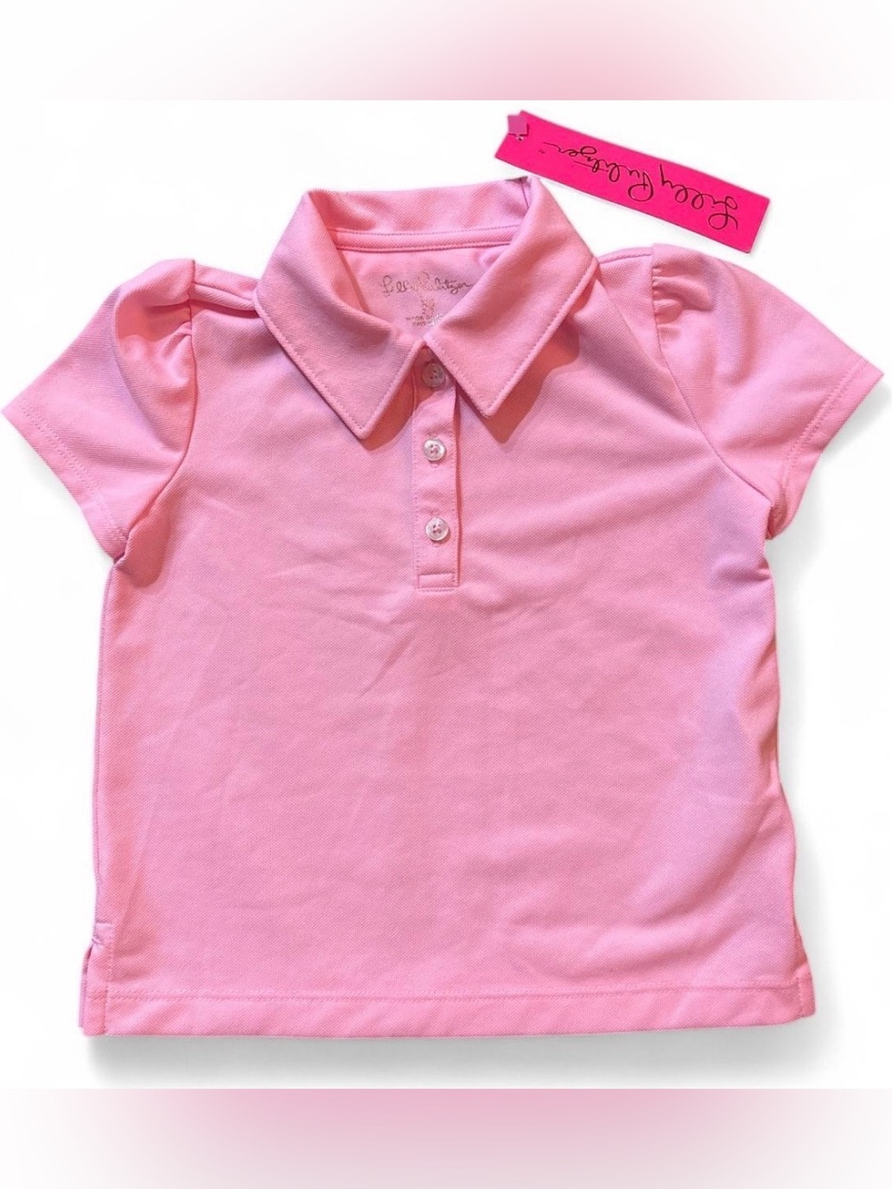 Lilly Pulitzer Pink Puff-Sleeve Polo Top